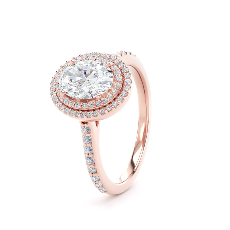 Nina Oval Cut Engagement Ring in 18ct Rose Gold