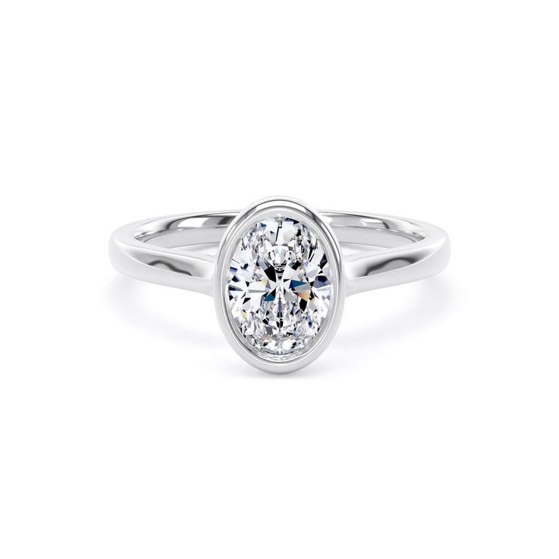Mia Oval Cut Engagement Ring in 18ct White Gold
