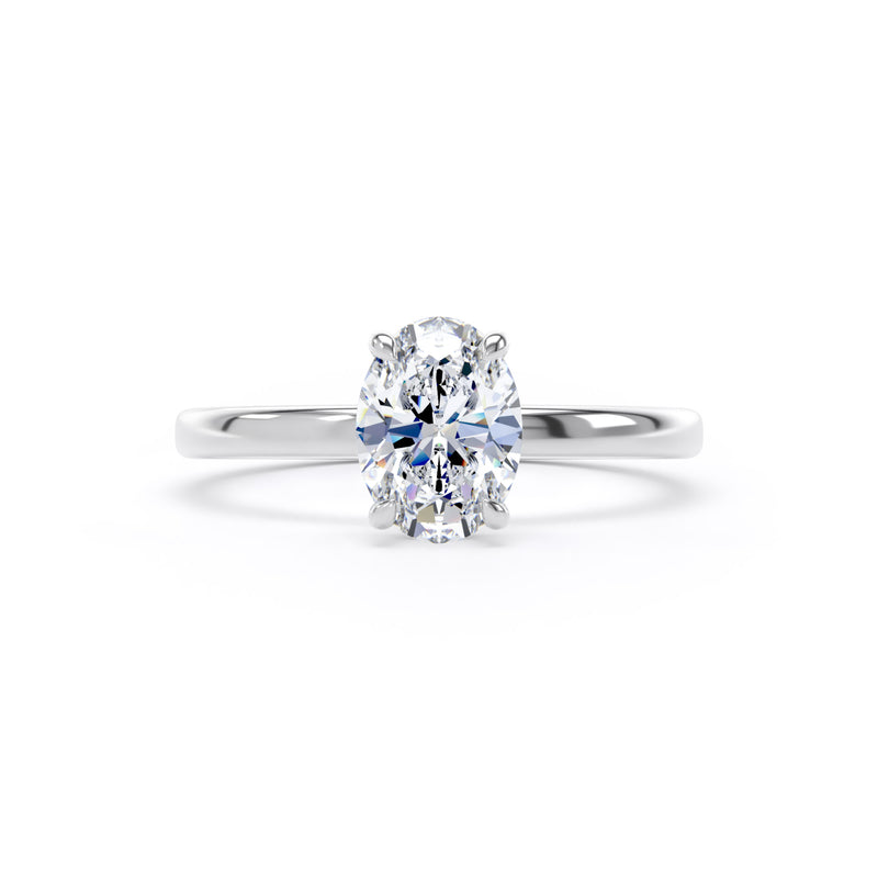 Mary Oval Cut Engagement Ring in 18ct White Gold