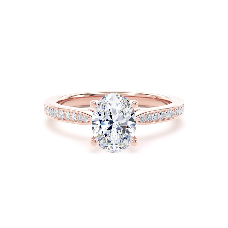 Lyra Oval Cut Engagement Ring in 18ct Rose Gold