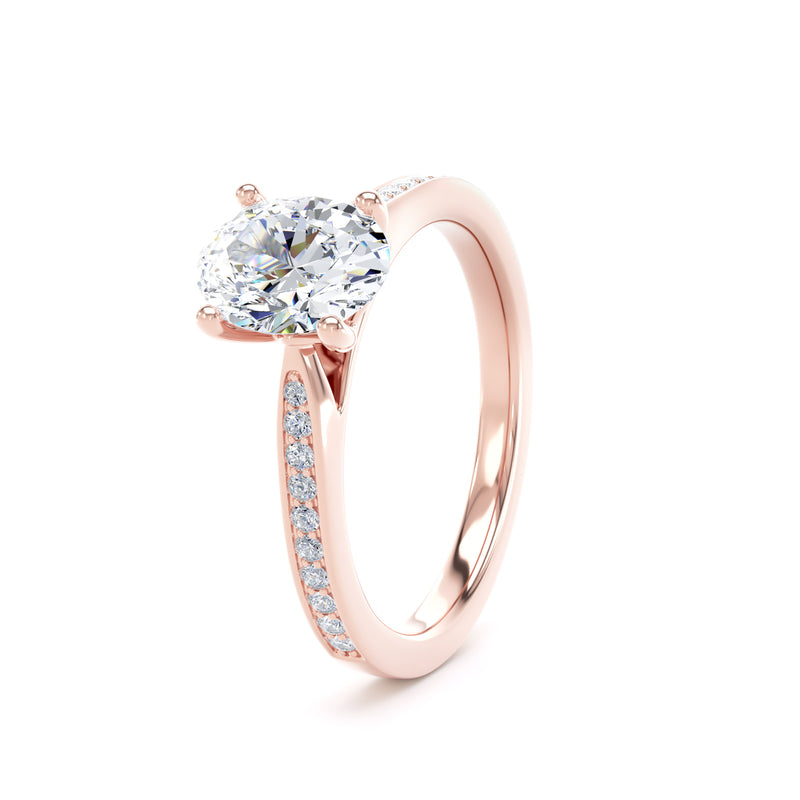 Lyra Oval Cut Engagement Ring in 18ct Rose Gold