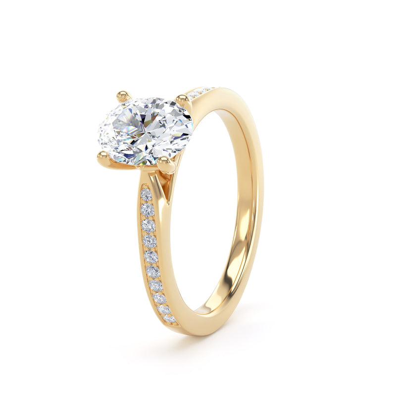 Lyra Oval Cut Engagement Ring in 18ct Yellow Gold