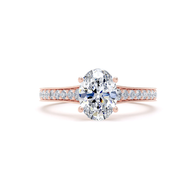 Luna Oval Cut Engagement Ring in 9ct Rose Gold
