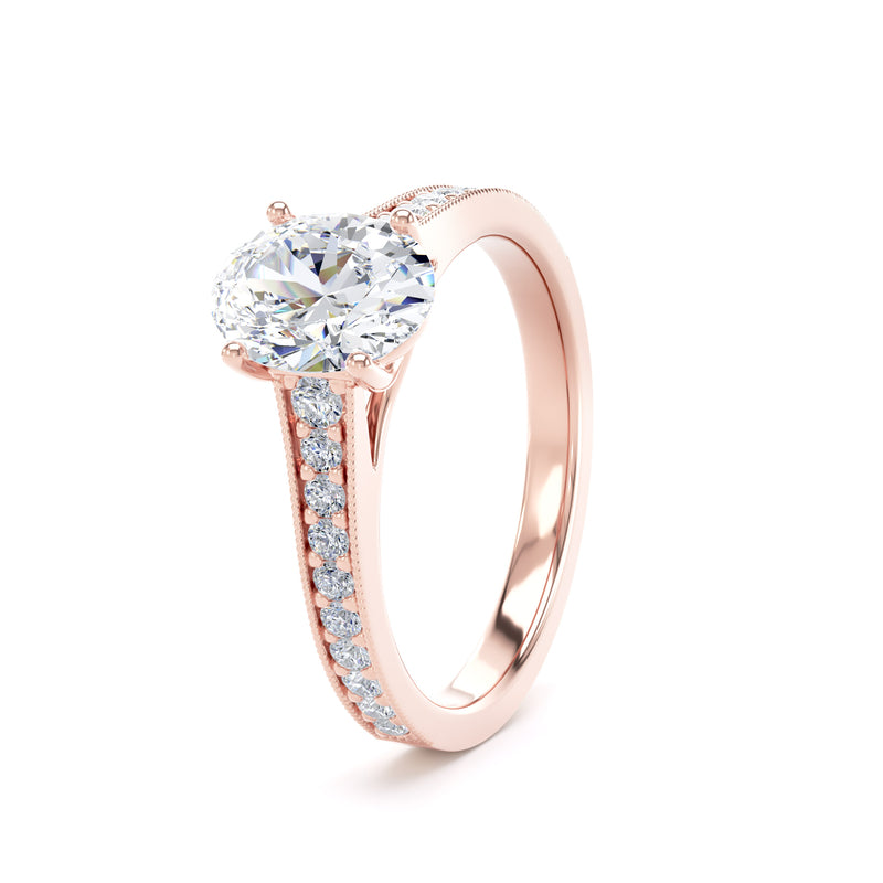 Luna Oval Cut Engagement Ring in 9ct Rose Gold