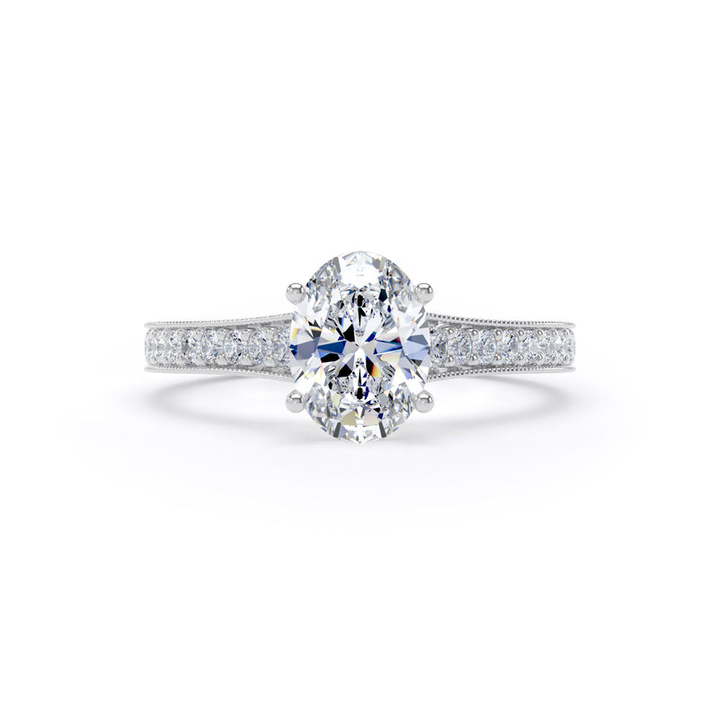 Luna Oval Cut Engagement Ring in 18ct White Gold