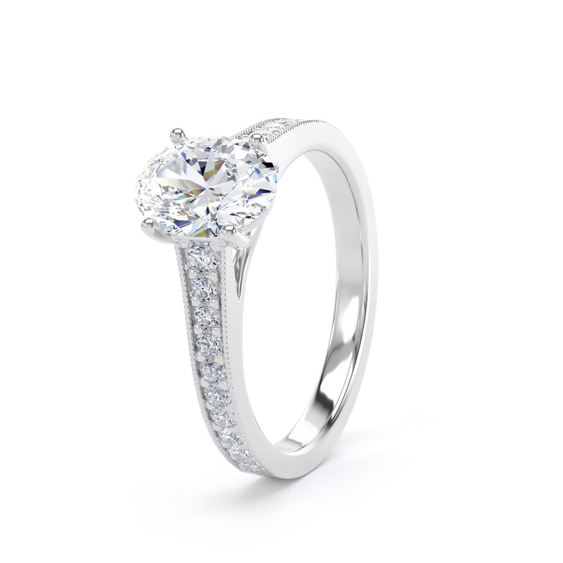 Luna Oval Cut Engagement Ring in Platinum 950