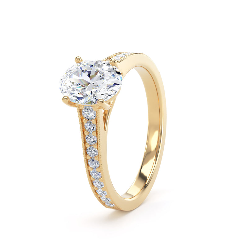 Luna Oval Cut Engagement Ring in 18ct Yellow Gold