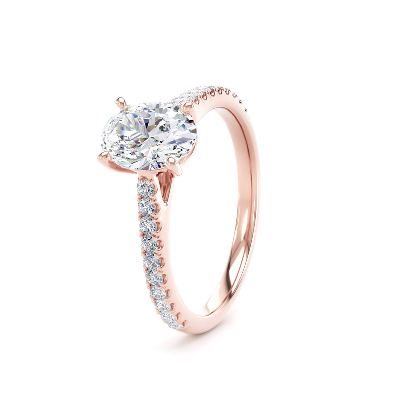 Lucy Oval Cut Engagement Ring in 9ct Rose Gold