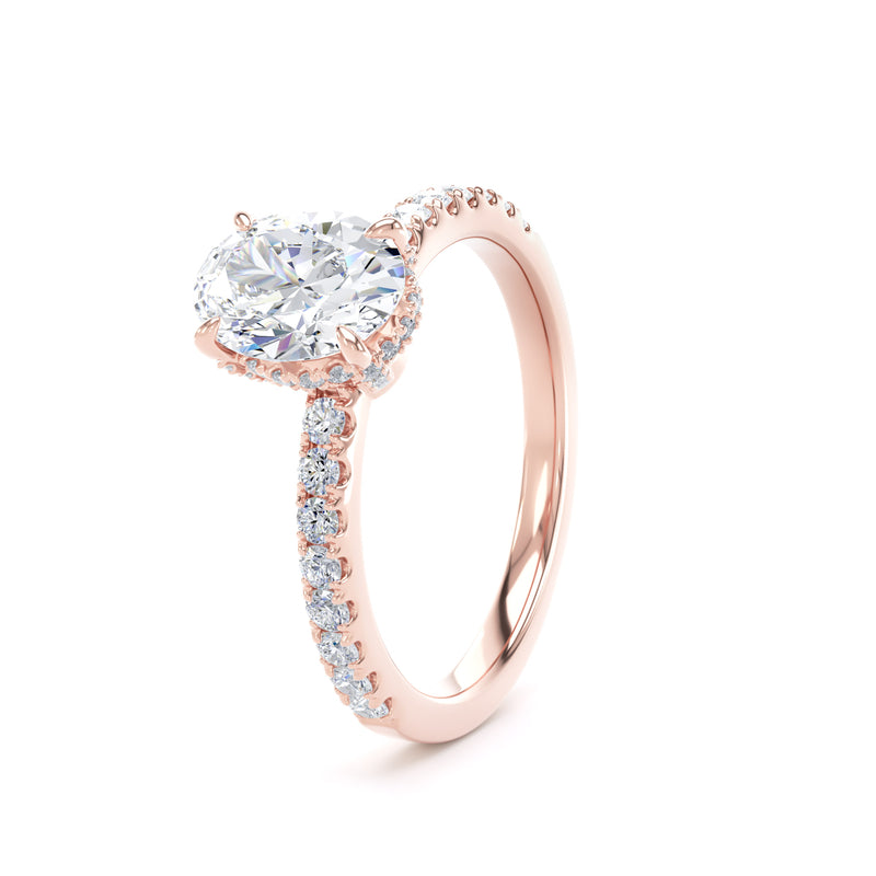 Lina Oval Cut Engagement Ring in 9ct Rose Gold