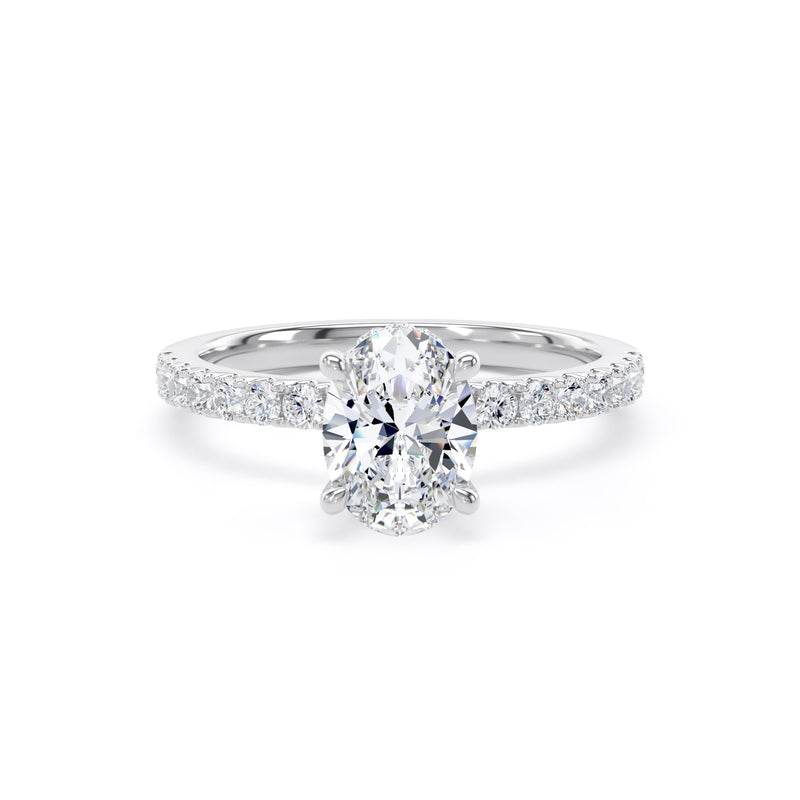 Lily Oval Cut Engagement Ring in 9ct White Gold