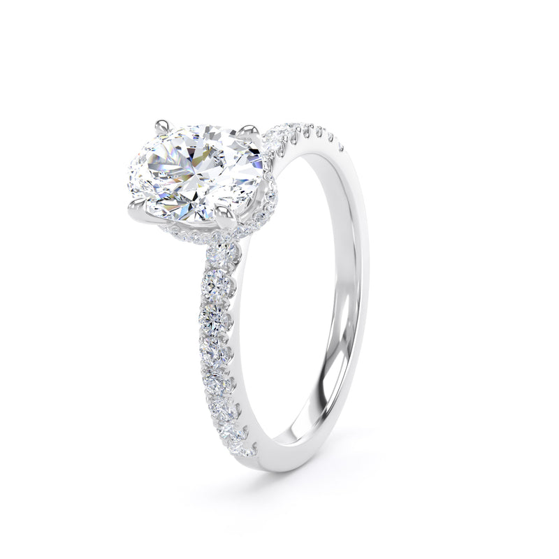 Lily Oval Cut Engagement Ring in 9ct White Gold