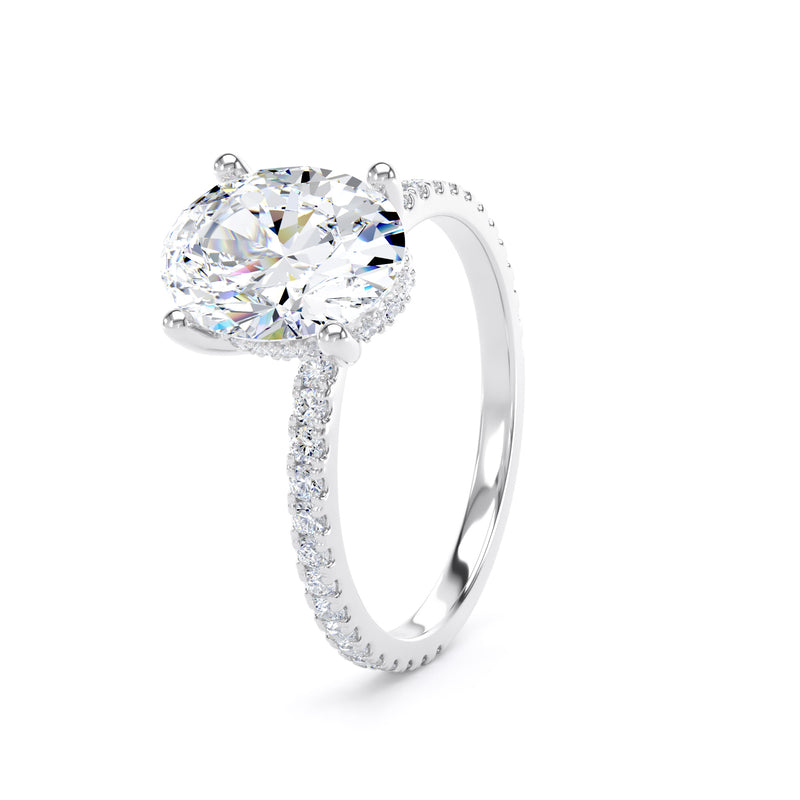 Leia Oval Cut Engagement Ring in 18ct White Gold