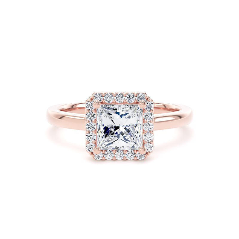 Kate Princess Cut Engagement Ring in 18ct Rose Gold