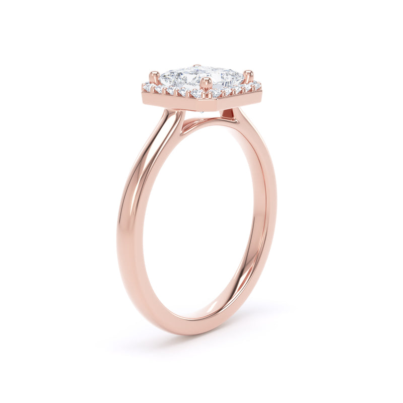 Kate Princess Cut Engagement Ring in 18ct Rose Gold