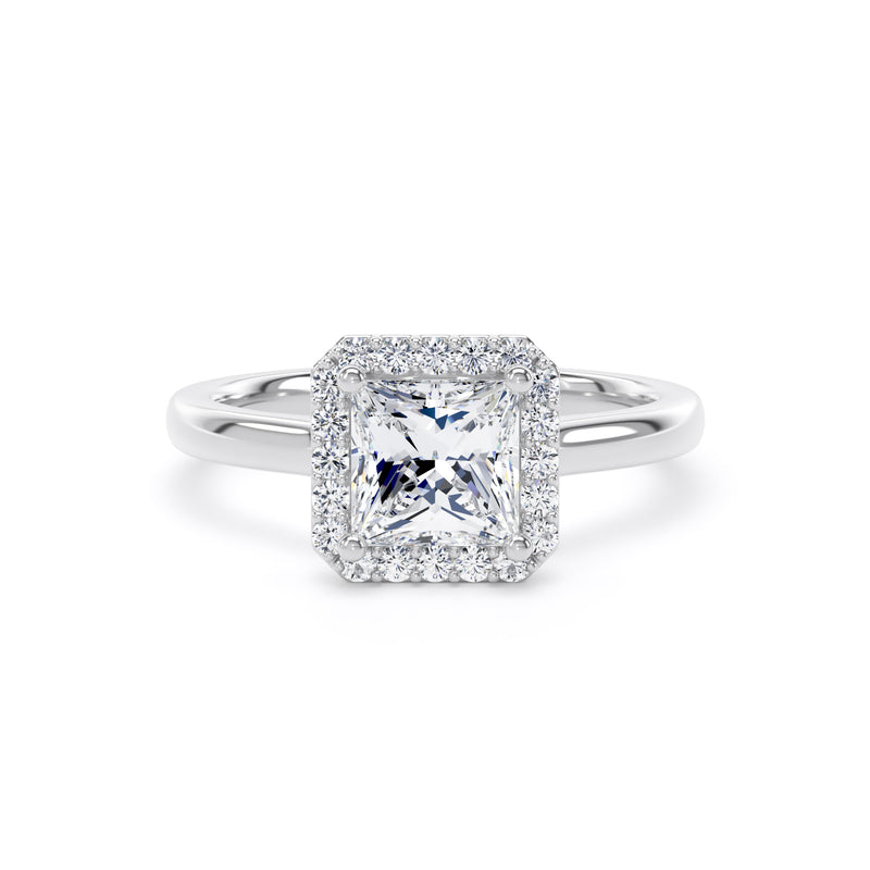 Kate Princess Cut Engagement Ring in 18ct White Gold