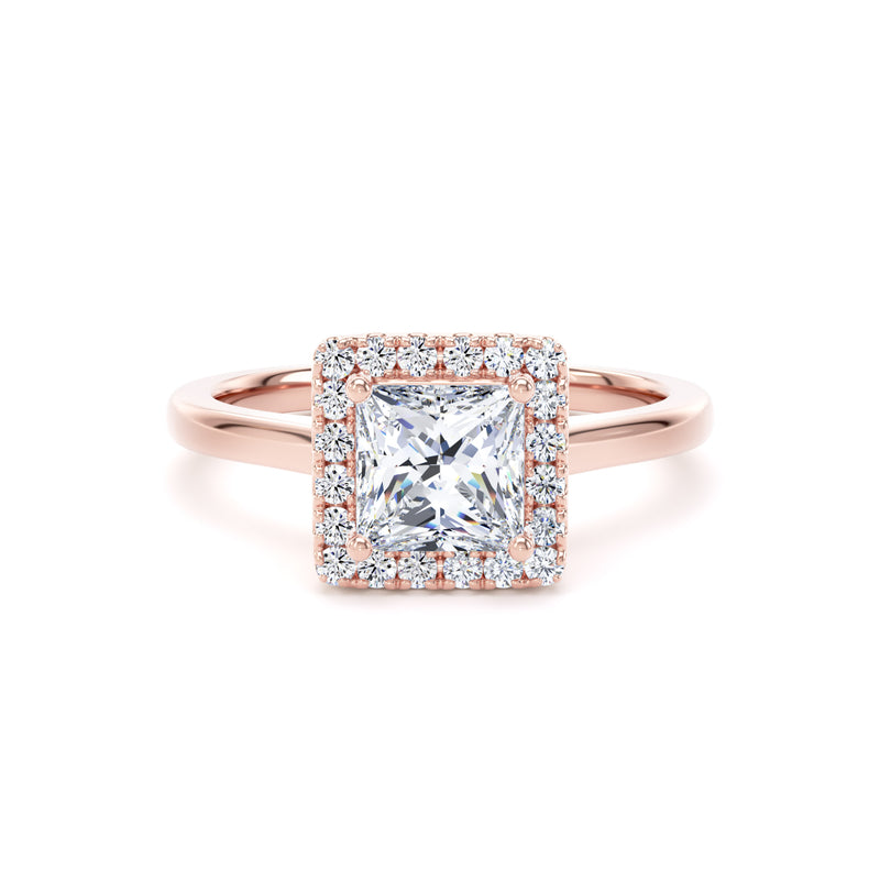 Kara Princess Cut Engagement Ring in 18ct Rose Gold