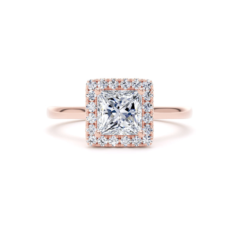 Kara Princess Cut Engagement Ring in 18ct Rose Gold