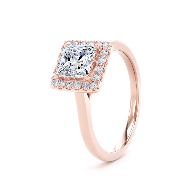 Kara Princess Cut Engagement Ring in 18ct Rose Gold