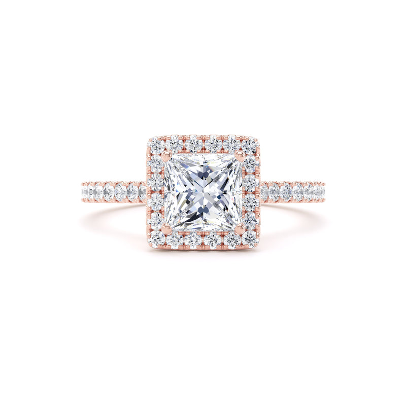 June Princess Cut Engagement Ring in 18ct Rose Gold