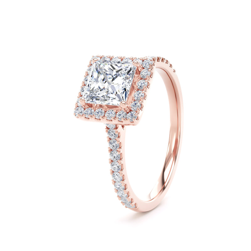 June Princess Cut Engagement Ring in 18ct Rose Gold