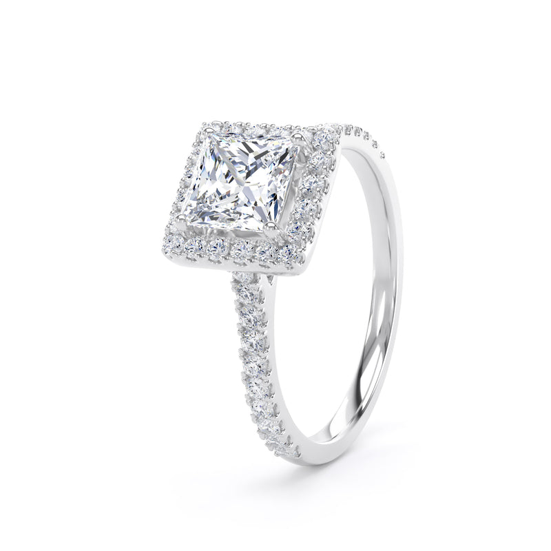 June Princess Cut Engagement Ring in 18ct White Gold