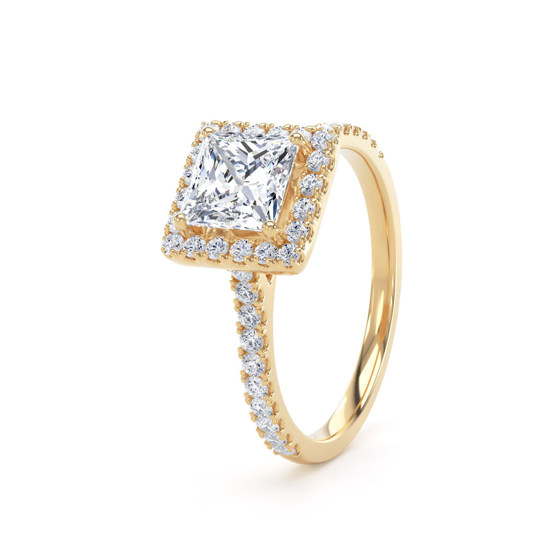 June Princess Cut Engagement Ring in 18ct Yellow Gold