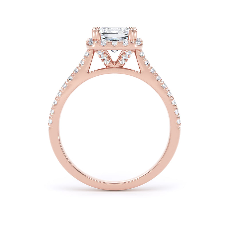 Joan Princess Cut Engagement Ring in 9ct Rose Gold