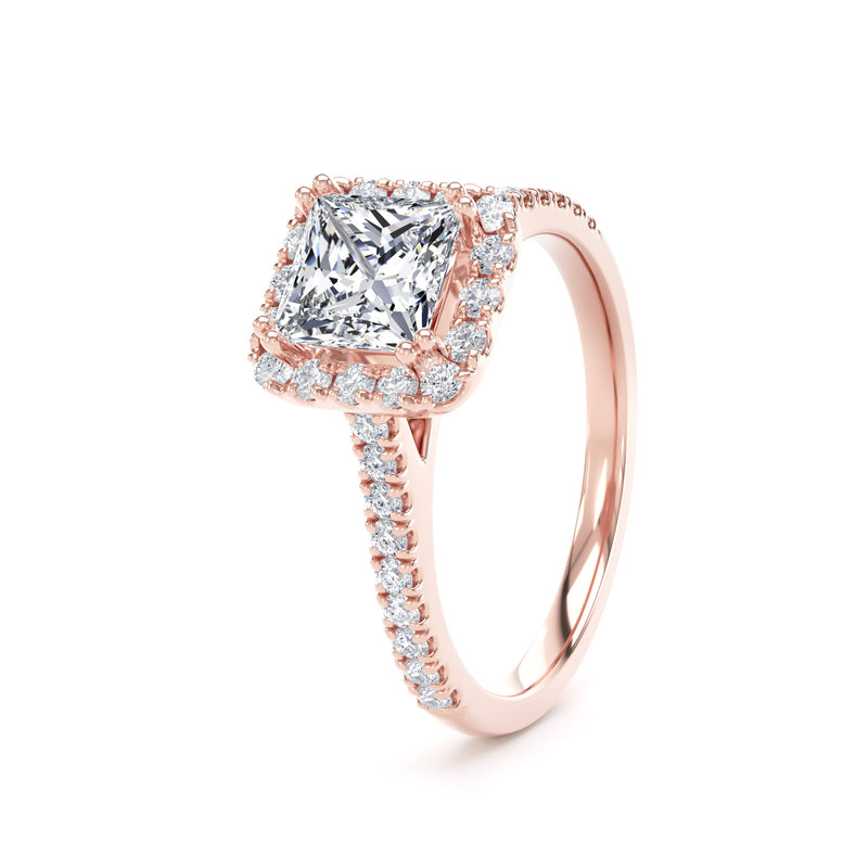 Joan Princess Cut Engagement Ring in 9ct Rose Gold