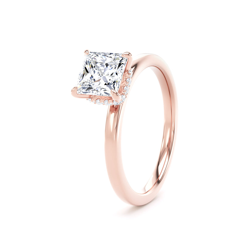 Jane Princess Cut Engagement Ring in 9ct Rose Gold