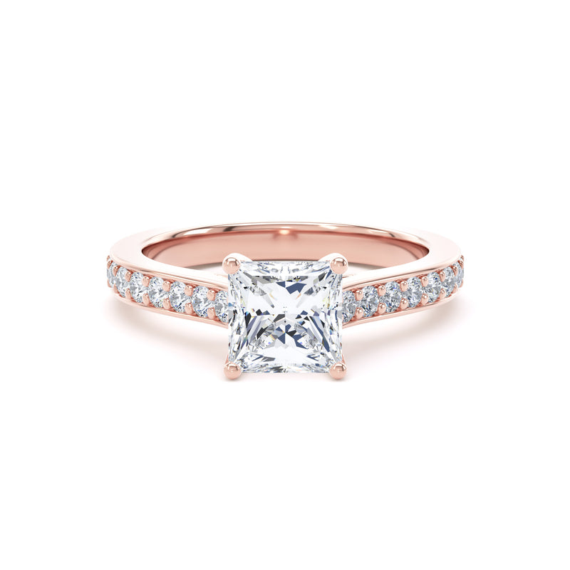 Jade Princess Cut Engagement Ring in 18ct Rose Gold