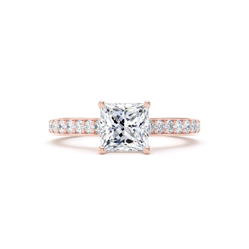 Jade Princess Cut Engagement Ring in 18ct Rose Gold