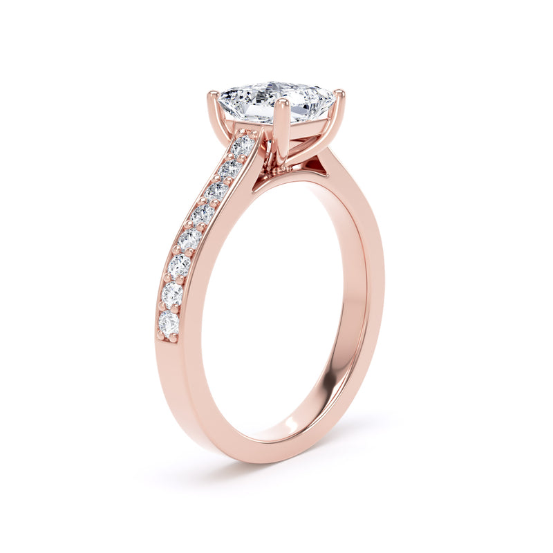 Jade Princess Cut Engagement Ring in 18ct Rose Gold