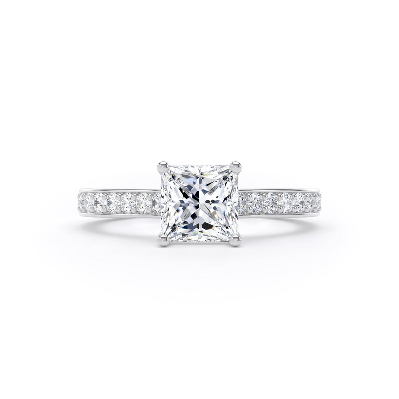 Jade Princess Cut Engagement Ring in Platinum 950