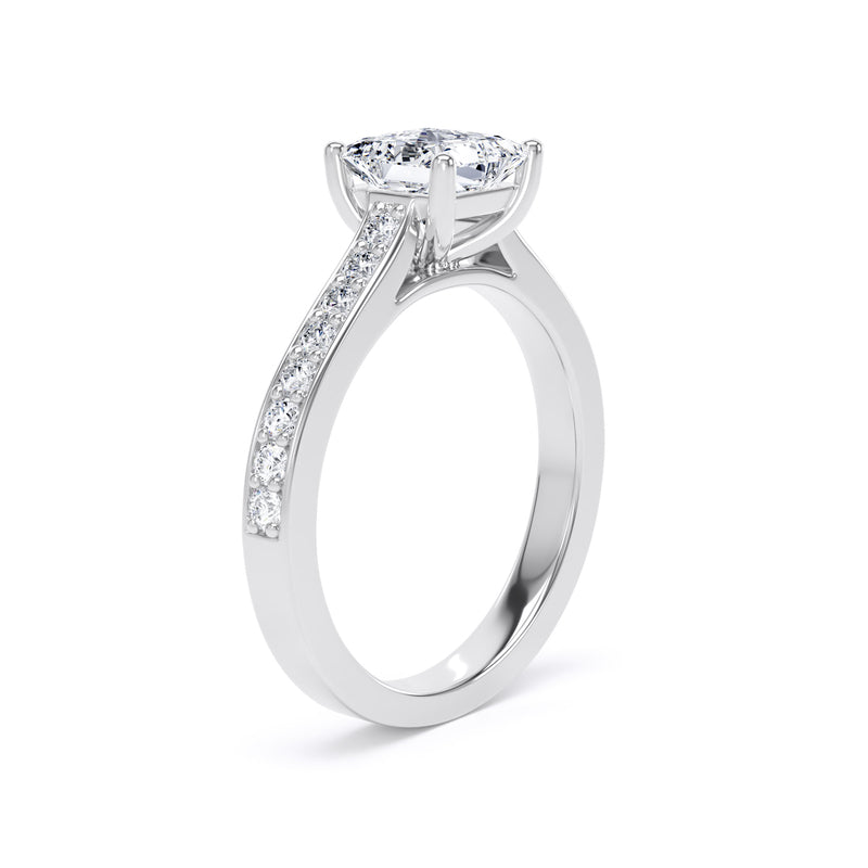 Jade Princess Cut Engagement Ring in 18ct White Gold