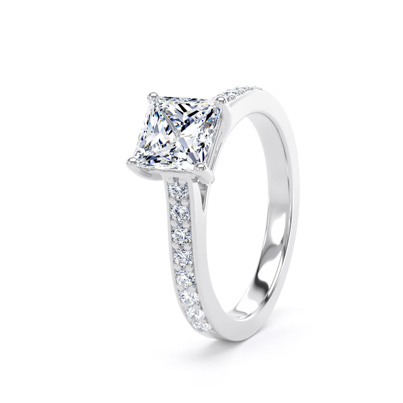 Jade Princess Cut Engagement Ring in 9ct White Gold