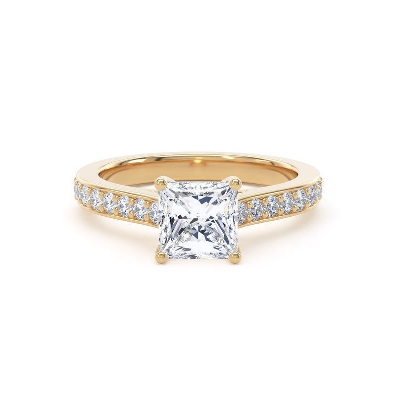 Jade Princess Cut Engagement Ring in 9ct Yellow Gold