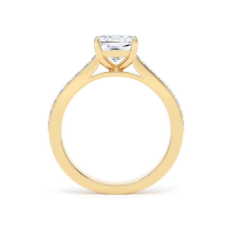 Jade Princess Cut Engagement Ring in 9ct Yellow Gold