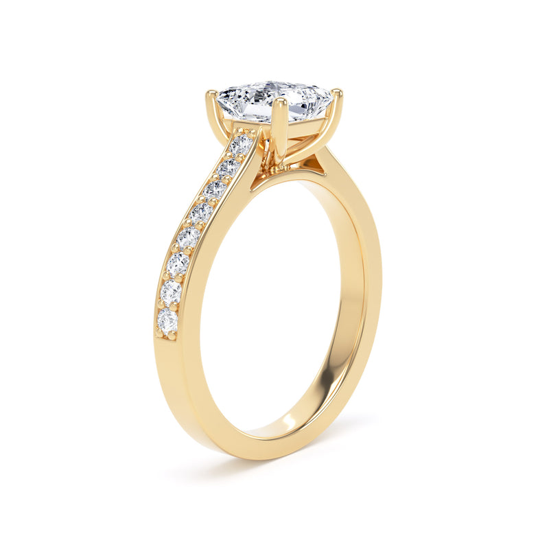 Jade Princess Cut Engagement Ring in 9ct Yellow Gold