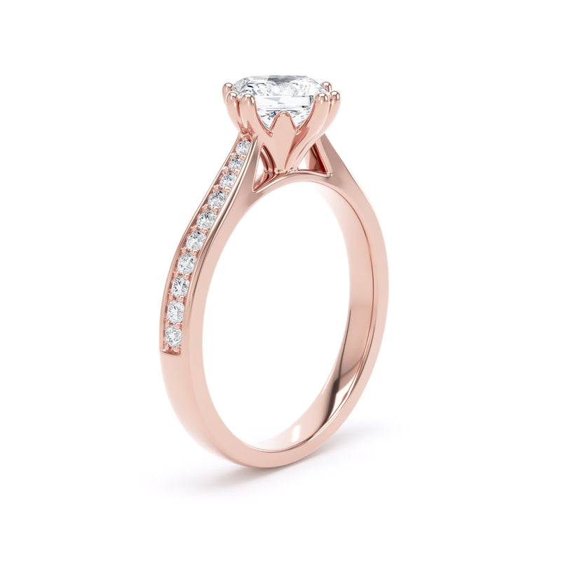 Iris Princess Cut Engagement Ring in 9ct Rose Gold