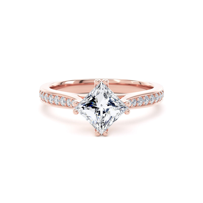 Iris Princess Cut Engagement Ring in 9ct Rose Gold