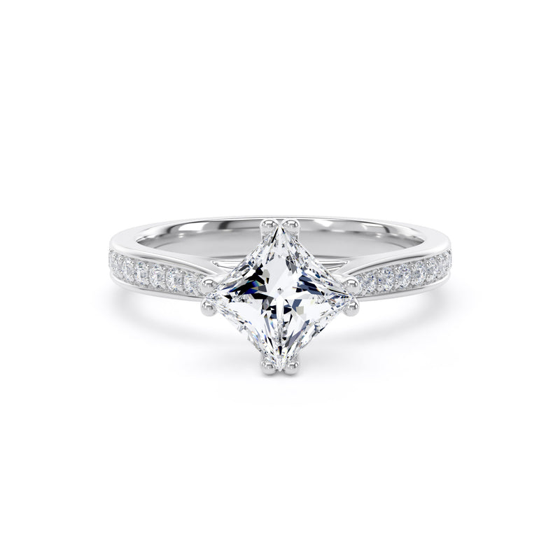 Iris Princess Cut Engagement Ring in 18ct White Gold