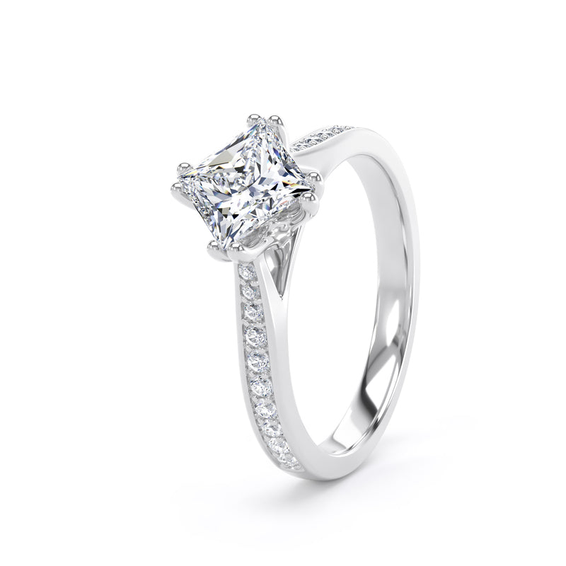 Iris Princess Cut Engagement Ring in 18ct White Gold
