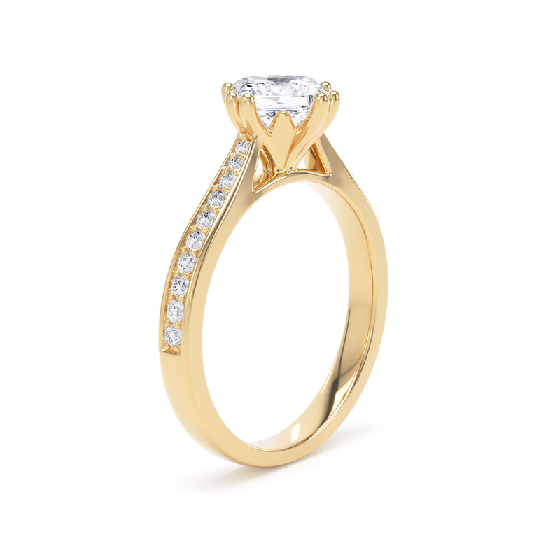 Iris Princess Cut Engagement Ring in 9ct Yellow Gold