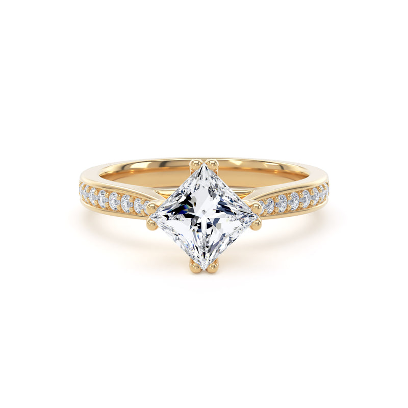 Iris Princess Cut Engagement Ring in 9ct Yellow Gold