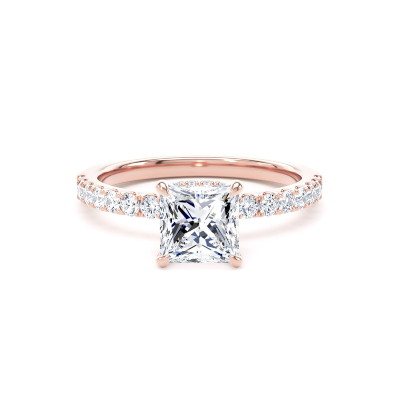 Gwen Princess Cut Engagement Ring in 18ct Rose Gold