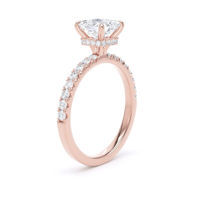 Gwen Princess Cut Engagement Ring in 9ct Rose Gold