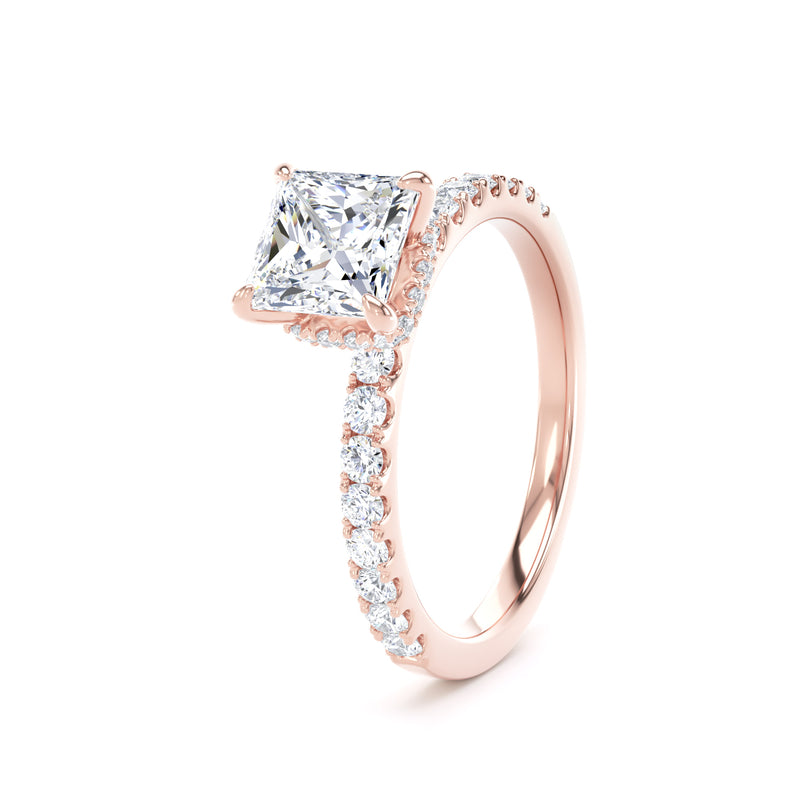 Gwen Princess Cut Engagement Ring in 9ct Rose Gold