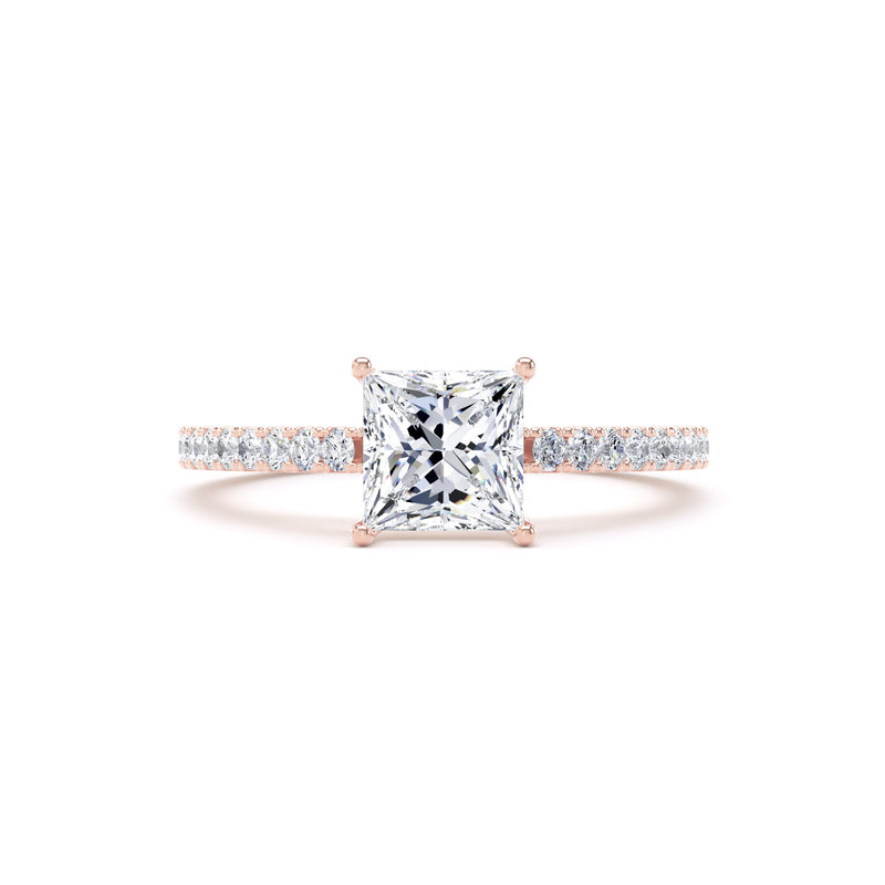 Grace Princess Cut Engagement Ring in 9ct Rose Gold