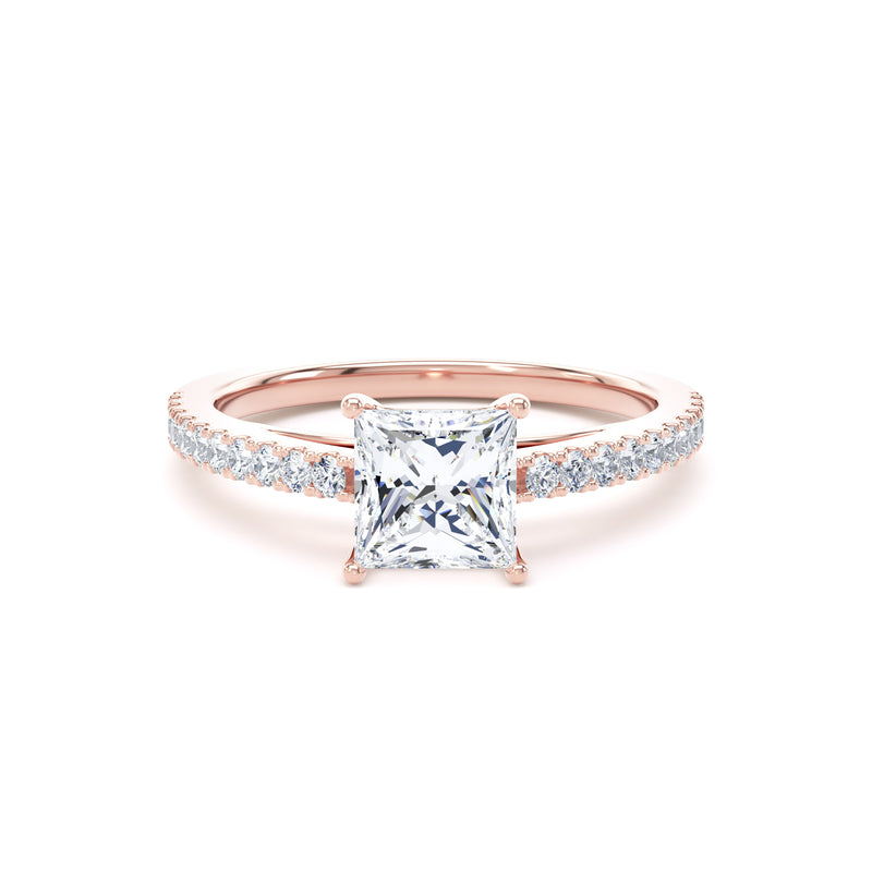 Grace Princess Cut Engagement Ring in 9ct Rose Gold