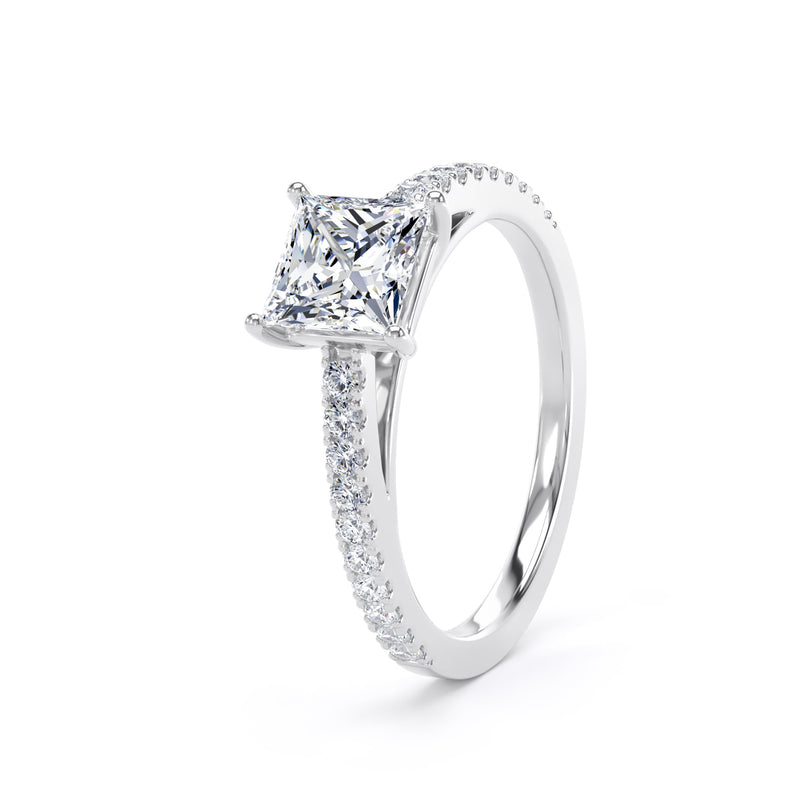 Grace Princess Cut Engagement Ring in 9ct White Gold